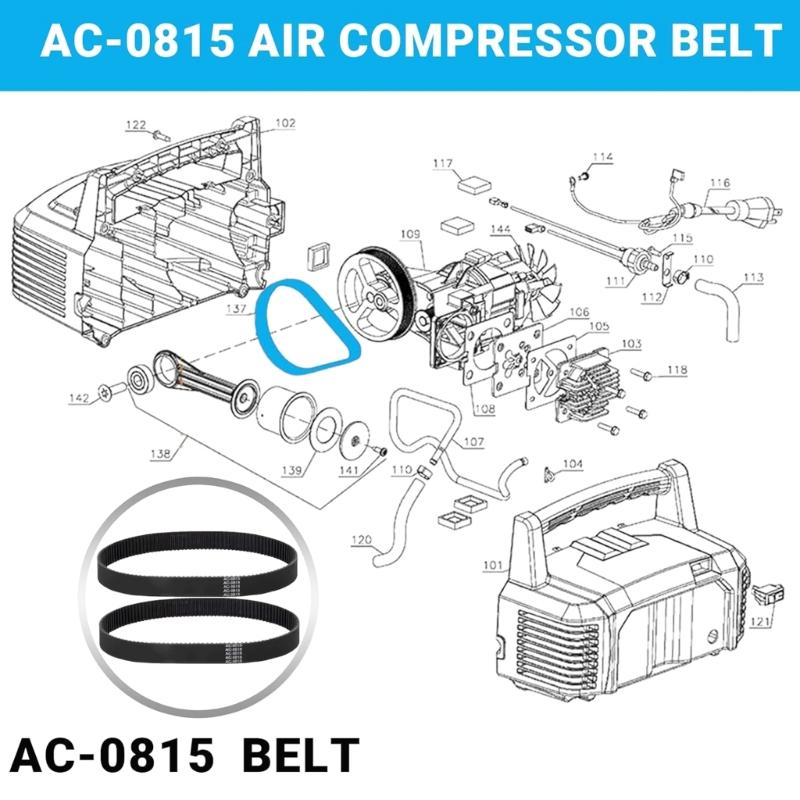 2 Stück Hochflexible Luftkompressor-Zahnriemen Ersetzt CAC-1311, CAC-1342 für Hauptmarken OEM-Ersatzriemen