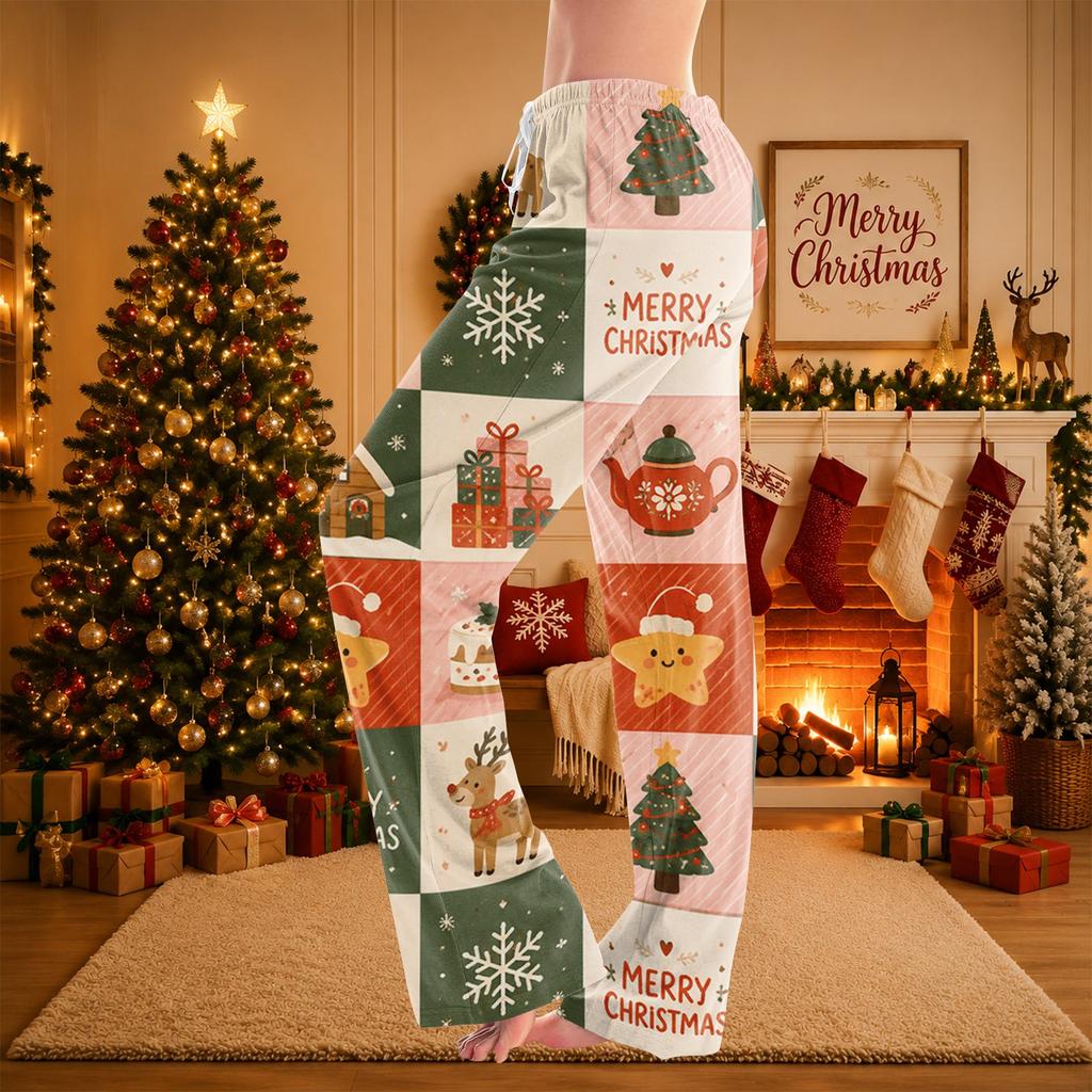 Women's Christmas Print Pajama Pants Cozy Sleepwear