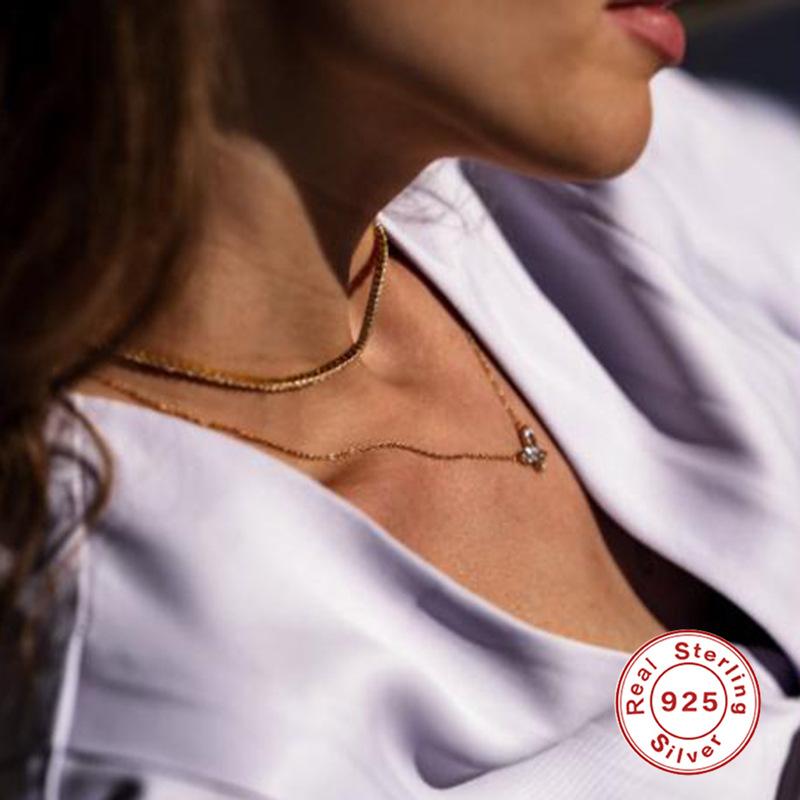 S925 Sterling Silver Ins Wind Mini Diamond-Encrusted Versatile Xiaoqingxin Super Fairy Butterfly Necklace Adjustable Collarbone Chain