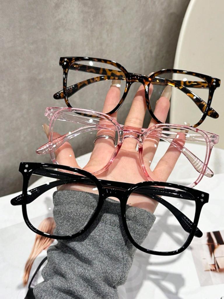 1Pc/3Pcs/4Pcs/5Pcs/6Pcs European and American Classic Popular Square Frame Glasses Set Men's and Women's Fashion Glasses