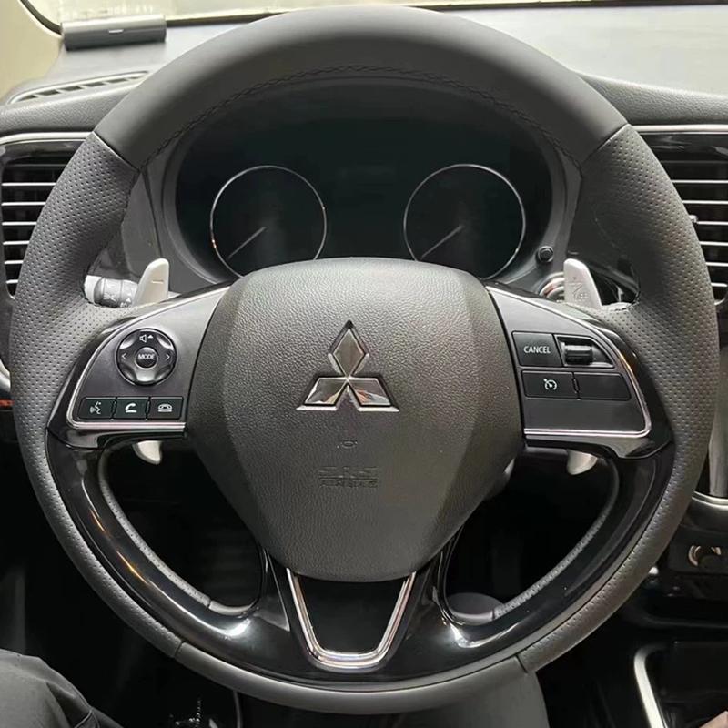 

Hand-stitched black red Leather Car steering wheel Cover For Mitsubishi Outlander 2016 - ASX18 Eclipse Cross 2018 3