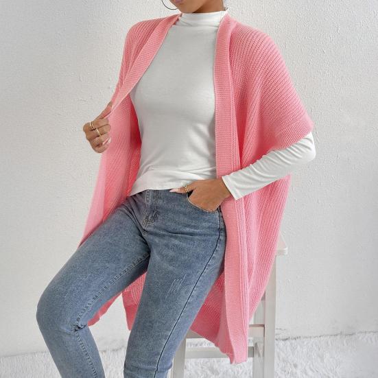 Kvinner Ensfarget Strikket Genser Vest Casual Løstsittende Cardigan Jakke Høst Vinter Strikkevest Kåpe