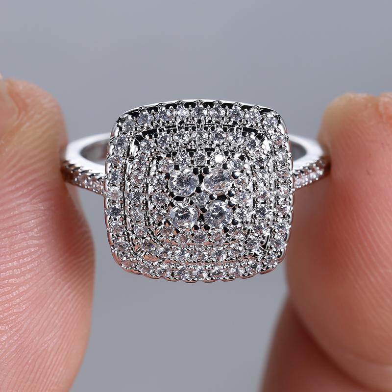 

Изысканное серебряное кольцо принцессы для женщин и девочек, модные обручальные кольца с белым цирконием, ювелирные изделия для помолвки 10 серебряный