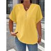 Summer Plus Size Women's Casual T-shirt, European American Style V-neck Short Sleeve Top