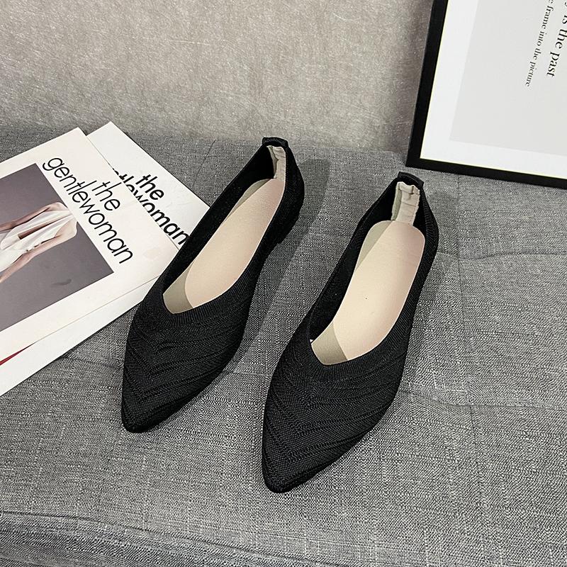 Fashion 2025 Fashion Breathable Mustard Yellow Ballet Flats Pointed Toe Slip On Loafers Women Casual Soft Rubbler Sole Boat Shoes