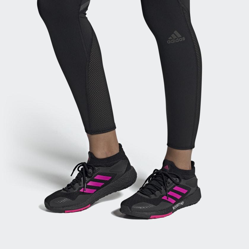 Adidas Pulseboost Comfortable Lightweight Shock Absorbing Breathable Low Top Casual Running Shoes Women Sneakers Black Red EG9985