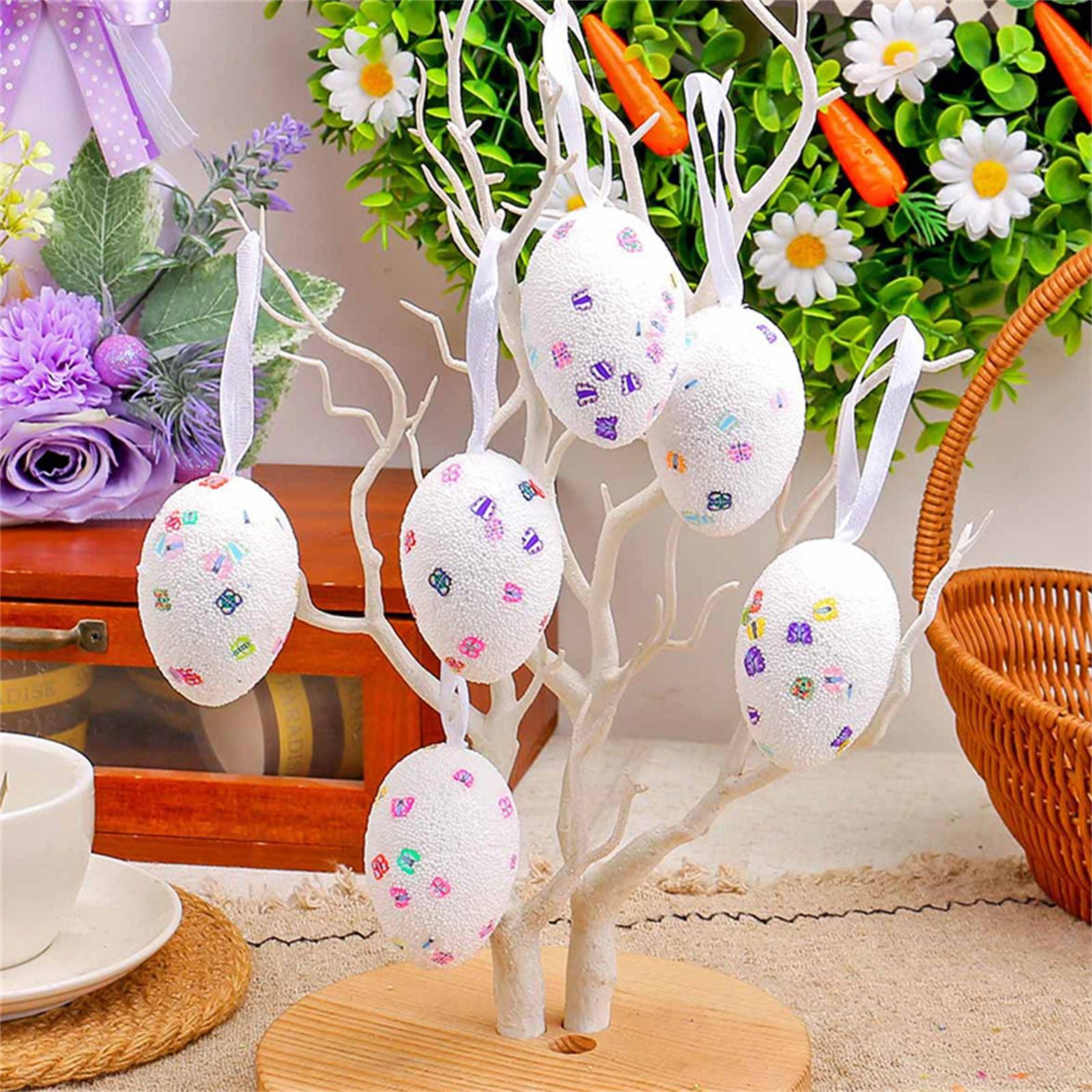 

Пасхальные подвески из пенопластовых яиц 6 шт., украшение для праздничной домашней вечеринки, реквизит для имитации яиц One Size