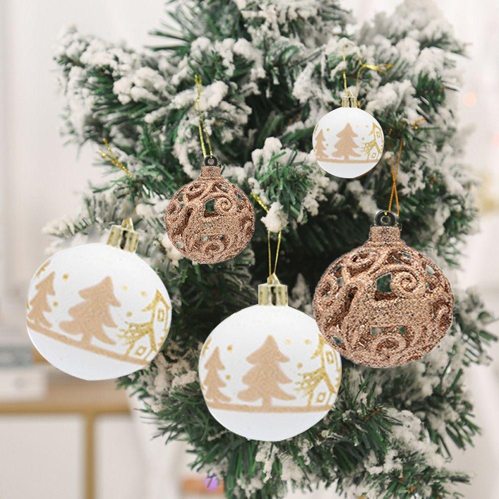 

9Pcs Plastic Christmas Tree Pendant Painted Hanging Pendants Christmas Ball Set New Year