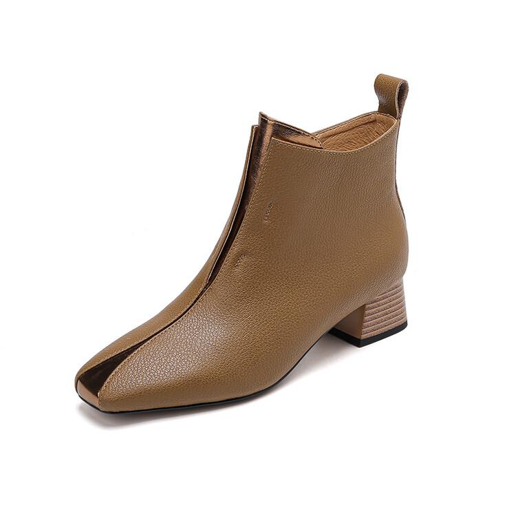 

Модные НОВЫЕ Осенне-зимние женские ботинки с квадратным носком и массивным каблуком, обувь из натуральной кожи для женщин, элегантные ботинки на молнии, смешанные цвета, современные ботинки 38 коричневый