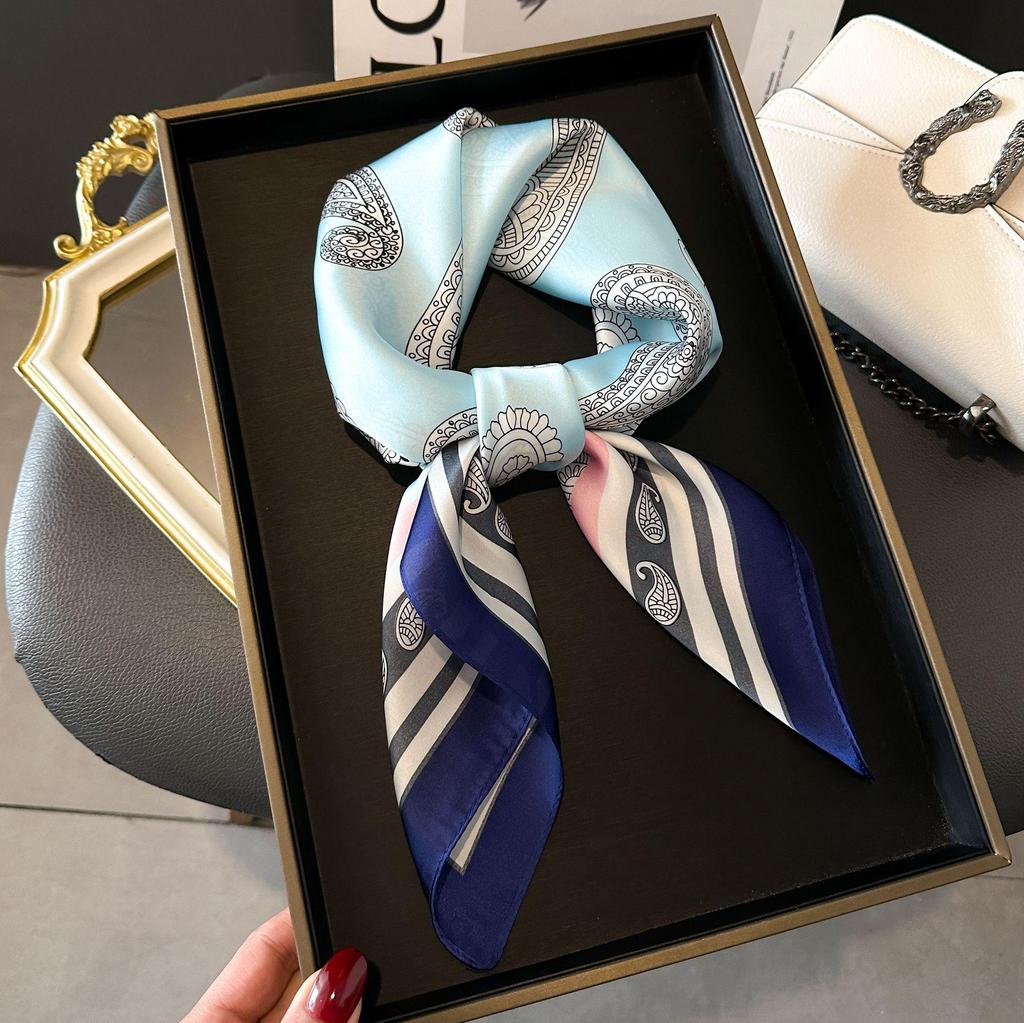 Versatile Faux Silk Small Square Scarf - Elegant Neck Accessory for Spring and Summer