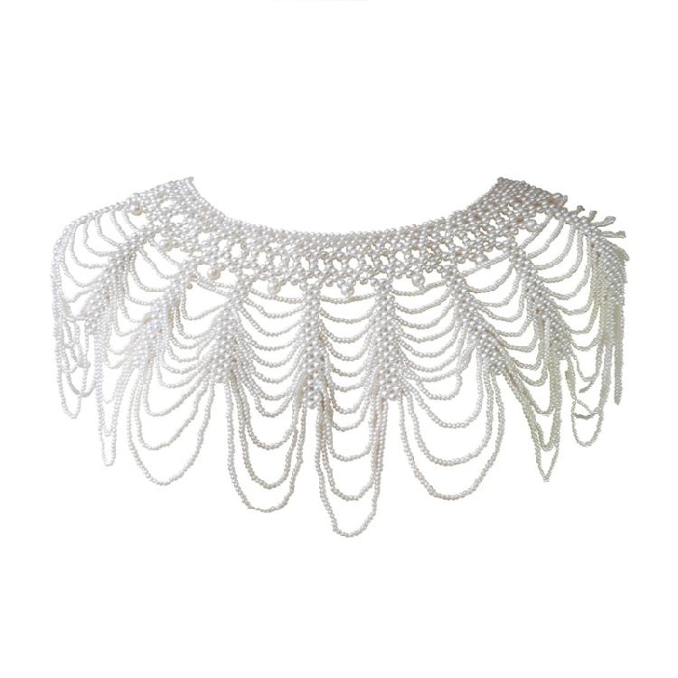 Жемчужная шаль Элегантная жемчужная пашмина Накидка на плечи Декоративное плечевое ожерелье 1