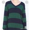 Liangli Fashion BM Style Brandy Same Style Stripes Cable-Knit Sweater V Neck Loose BM Knitwear Pullover