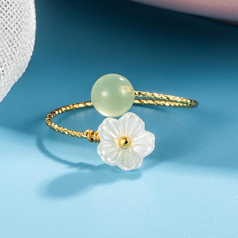

Simple Design Temperament White Shell Flower Stone Opening Rings for Women Temperament Gold Color Stainless Steel Finger Zircon resizable золотий