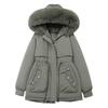 Ladies Winter Hooded Shearling Parka Down Jacket Mid-Length