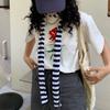 Women Spring Summer Stripe Pattern Scarf Thin Neckerchief Y2k Style Colorful Thin Knitted Neck Guard Lightweight