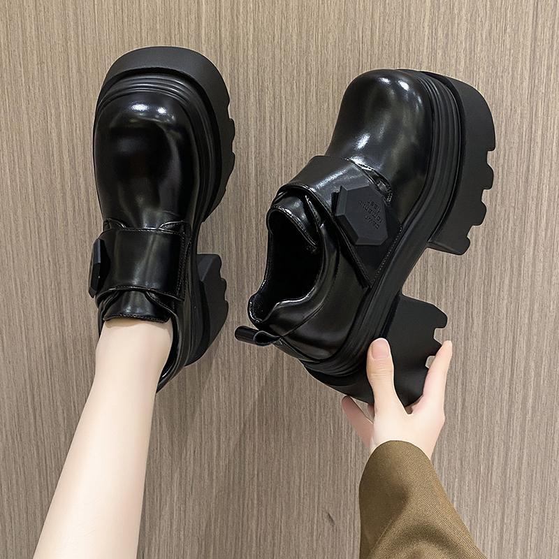Fashion 10cm Synthetic Leather Comfy Platform Wedge Pumps Chunky Sneaker High Brand Spring Autumn Casual Shoe British Style Chunky Shoes