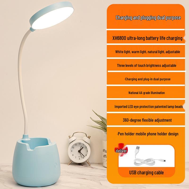 Rechargeable LED Desk Lamp for Eye Protection - Ideal for Studying, Dorms, Bedrooms, and Bedside Reading