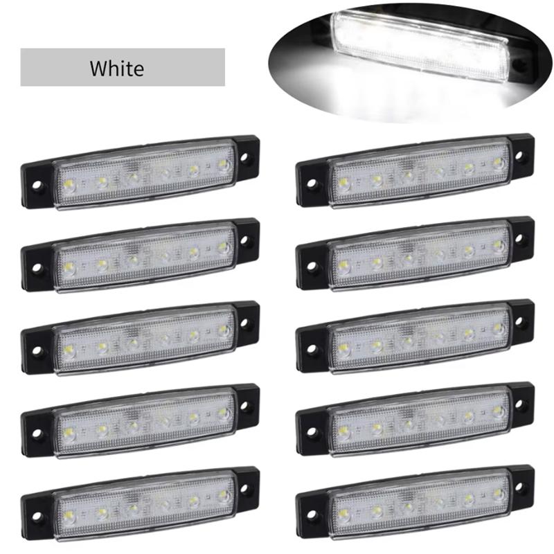 10pcs Auto Car Bus Truck Lorry Side Marker Indicator Light External Lights LED 12V/24V 6 SMD LED Low Trailer Rear Warning Lamp