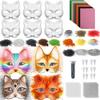 42 Stück Handgemachte Katzen Gesichts Kostüm Sets Filzstoff Tier Masken Kostüm Requisiten Zubehör Geeignet für Halloween Kostümparty
