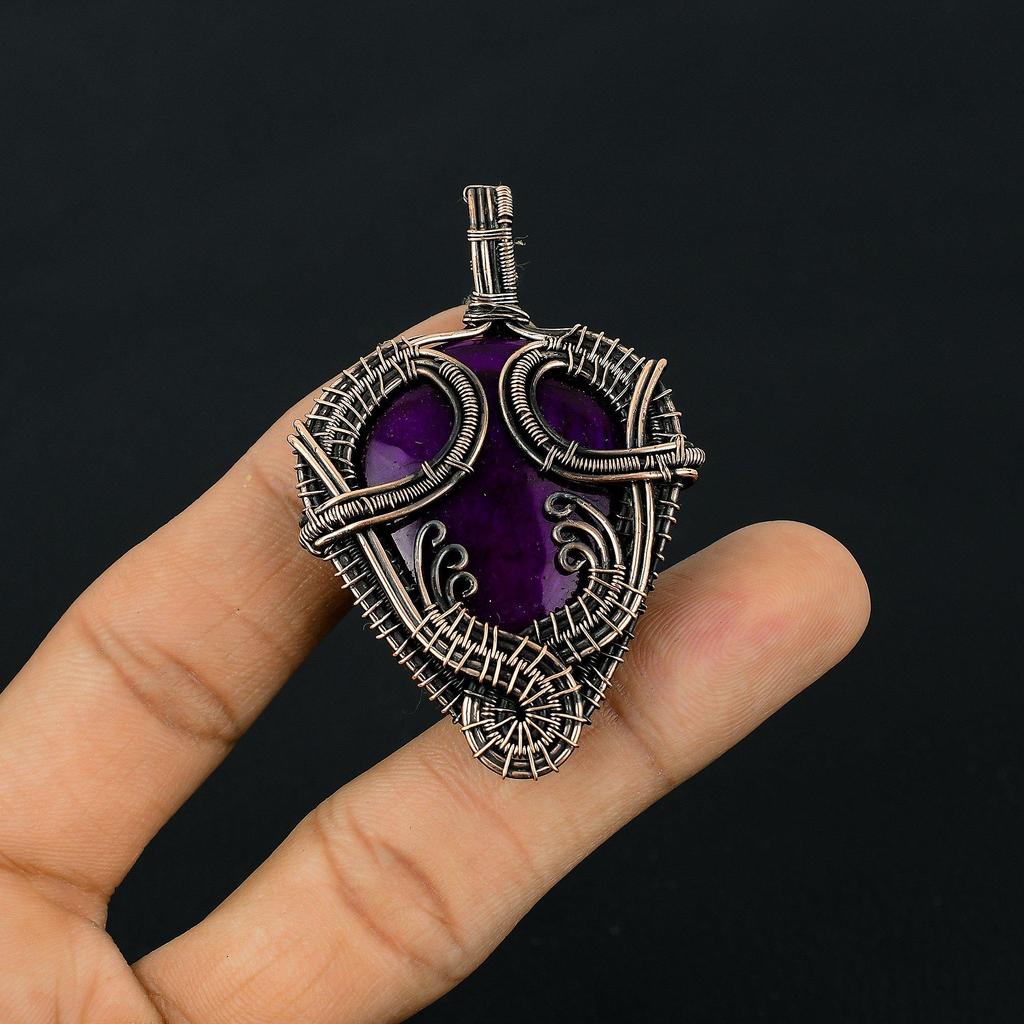 Purple Flash Labradorite Jewelry,  999 Copper Wire Wrapped Pendant Handmade Gemstone Jewelry, Gifts For Wife Brand New Pendant