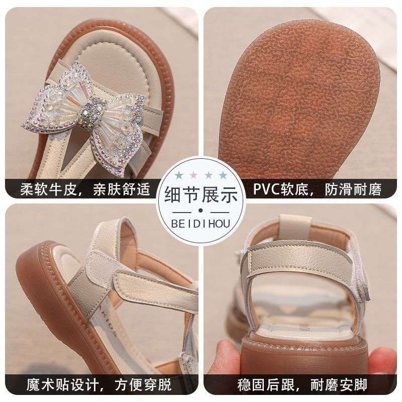 Girls Sandals Summer 2025 Summer New Versatile Soft Sole Bow Princess Shoes Girls Shoes Children's Shoes