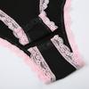 Women's Lace Trim Bodysuit Casual Sleeveless Spaghetti Strap Leotard Tops High Cut Playsuit