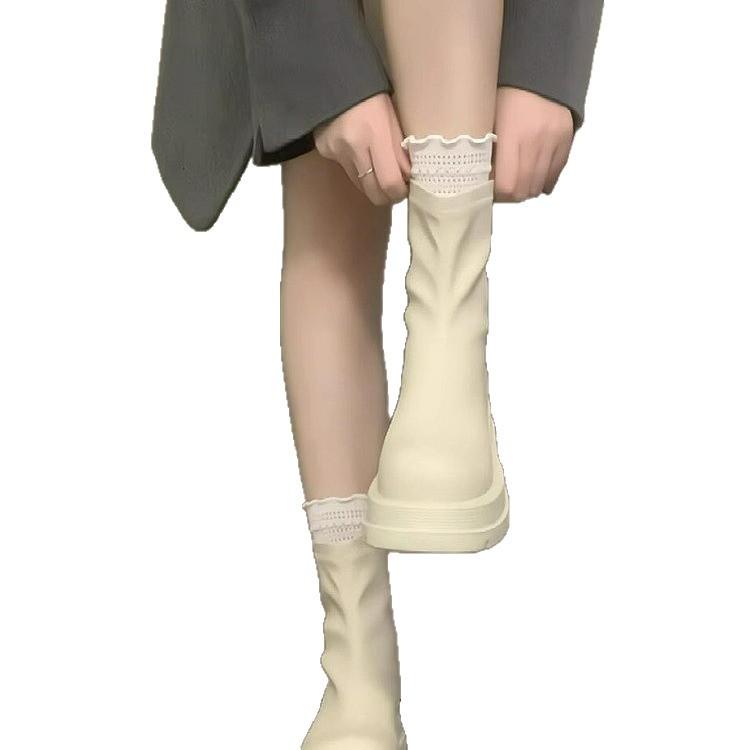 Spot women's 2025 new early autumn British style white Martin boots women's thin boots short boots with thick soles