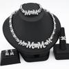 2026 Dubai 24K Heart Full Diamond Jewelry Set African Wedding Necklace Ring Earrings Bracelet Four-piece Set