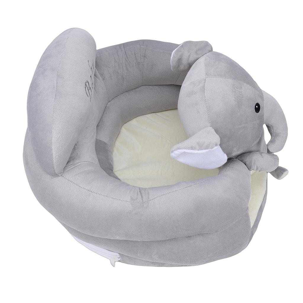 Infant Support Seat Soft Plush PP Cotton Cute Cartoon Animal Baby Sit Up Chair for Home Dark Gray Elephant