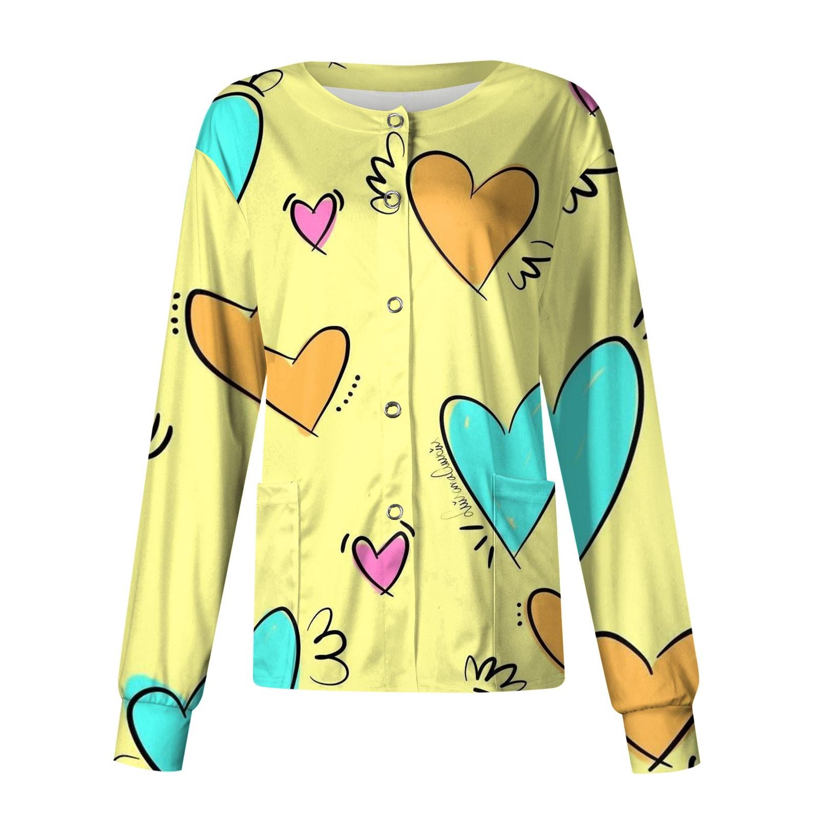 

Женский повседневный однобортный однобортный костюм с длинными рукавами и принтом на День святого Валентина, топ-кардиган L жёлтый