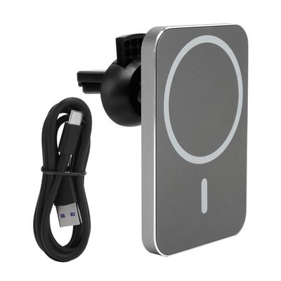 15W Square Magnetic Suction Wireless Charger Car Mobile Phone Holder Fast ChargingGrey