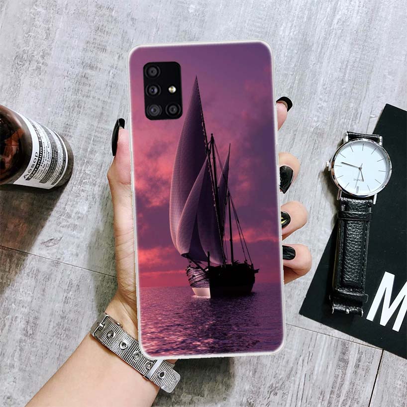 Sailing Boat Phone Case For Samsung Galaxy A14 A15 A13 A12 A54 A55 A53 A52 A04S A24 A25 A23 A22 A34 A35 A33 A32 A03S A02S Case F