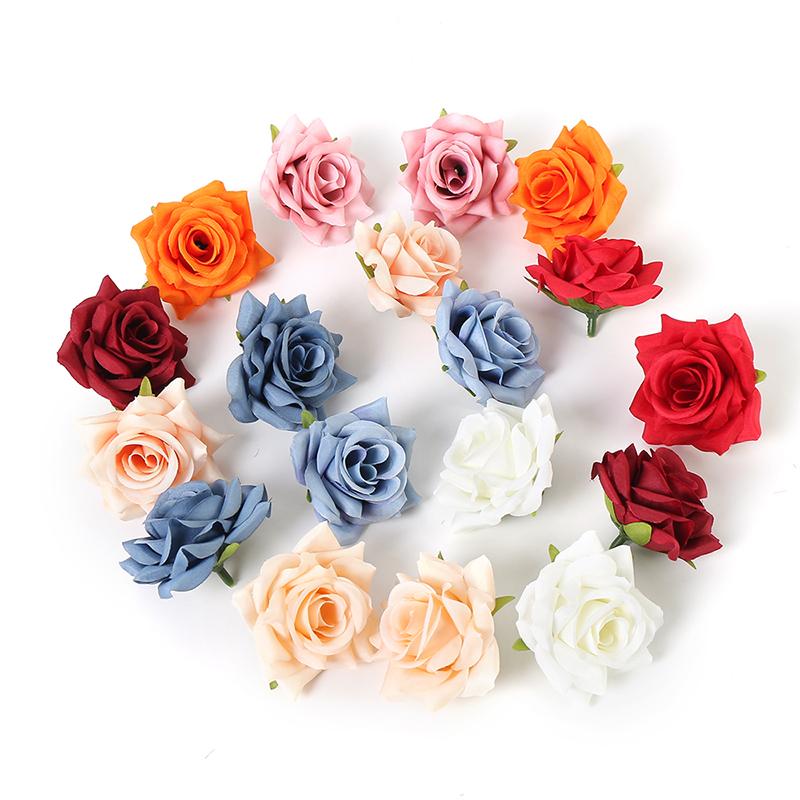 5/10Pcs Handmade Rose Artificial Flower Head Christmas Home Room Decoration Craft Flower Wreath For Parties Brides Wedding Decor