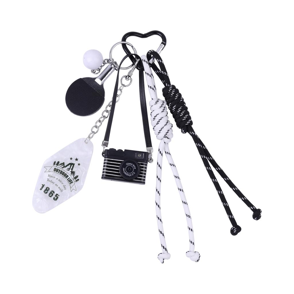 Creative Camera Star Keychain For Women Hand Woven Nylon Rope Bag Charm Aesthetic Bag Accessories Backpack Pendant