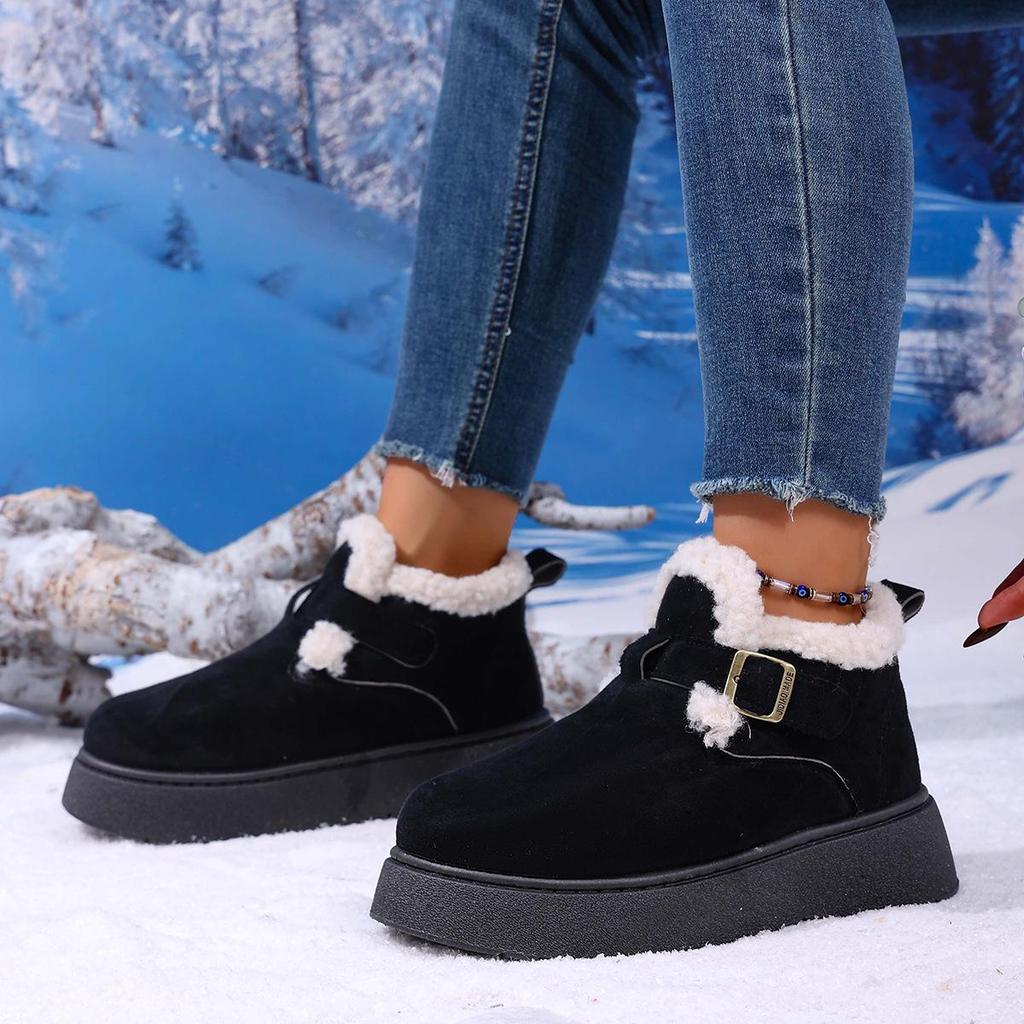Birkenstock Damen 2025 Fleece-gefütterte Winter-Loafer mit dicker Sohle: Warme, pelzige, lässige Schneestiefel