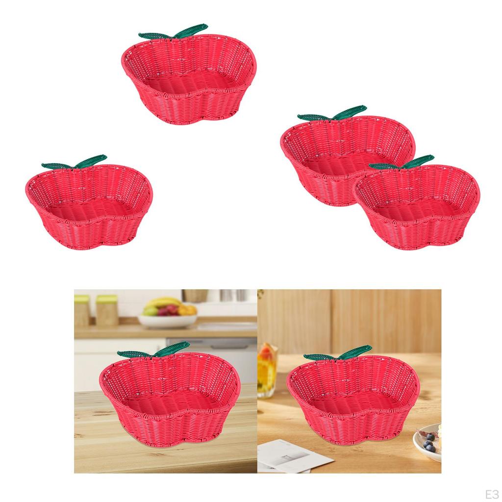 Apple Design Handcrafted Basket for Fruits and Cookies, Imitation Rattan