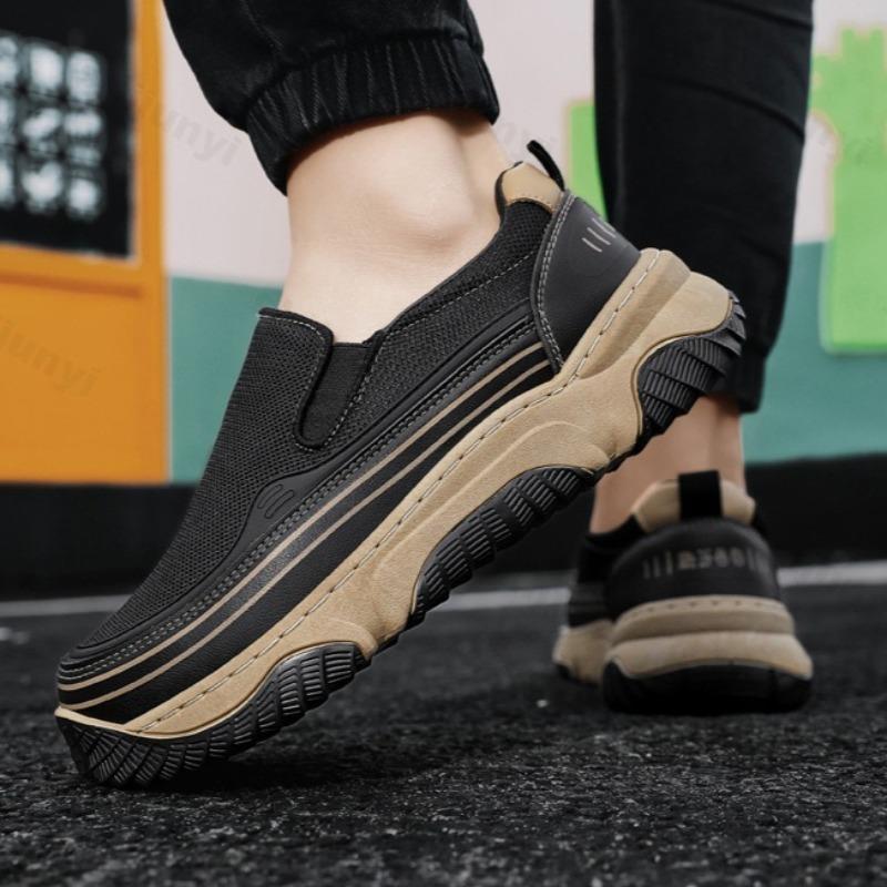 Men's Casual Shoes 2025 Summer Mesh Breathable Platform Sneakers Fashion Comfortable Height Increase Slip on Vulcanized Shoes