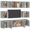 Meuble TV - Ensemble 8 pièces Maison Exclusive - Gris béton - Bois d'ingénierie - Mural, grand rangement