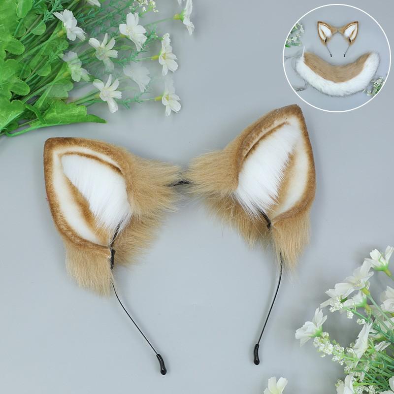 Handmade Plush Shiba Inu Dog Ears Headband Tail Set Cosplay Anime Convention Costume Accessory