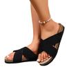 Damen Übergröße Bequeme Zehentrenner Sandalen mit Kreuzriemen Offene Zehenpartie Zum Hineinschlüpfen Sommerschuhe mit Kork-Fußbett und rutschfester Sohle