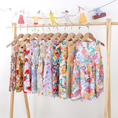 New Summer Sleeveless Princess Dress for Girls: Cotton & Rayon, Korean Style for Big and Middle Kids