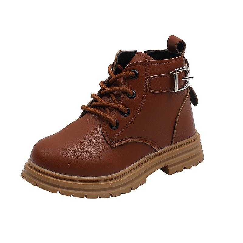 

Детские короткие ботинки для малышей, однотонные, с боковой молнией, модные, с круглым носком, детские ботильоны для мальчиков, черные, повседневные, универсальные 21 коричневый