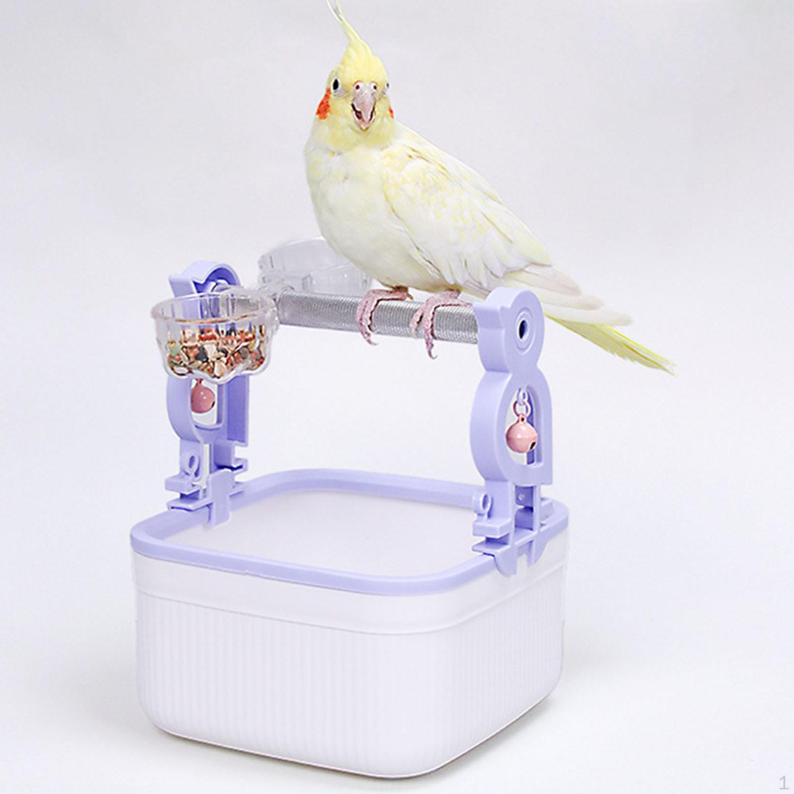 

Bird Perch Parrot Stand,Feeding Cups Playgrounds Portable Playing Parrots Poop Stand Exercise for