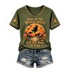 T-shirt d'Halloween pour femme avec imprimé lettres, Manches courtes décontracté à col rond, Vêtement de tous les jours