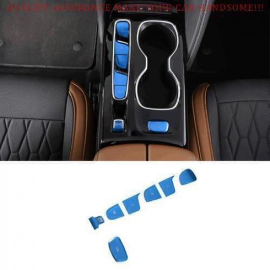 For Buick Envision 2021-2024 Blue Alloy Center Console Gear Shift Panel Trim 7PC