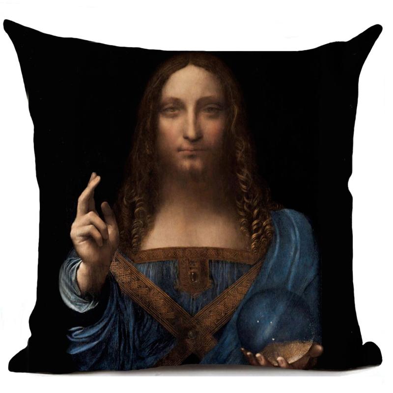 Mona Lisa Smile Art Cushion Cover Renaissance Oil Painting Style Decor Living Room Sofa Throw Pillows Home Decoration Pillowcase