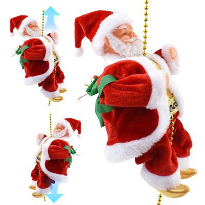 Weihnachtsmann Musikalisches Kletterseil 3 Klettergeschwindigkeiten Musiksteuerbar Weihnachtsmänner an Perlenkette für Heim-, Büro- und Partydekoration