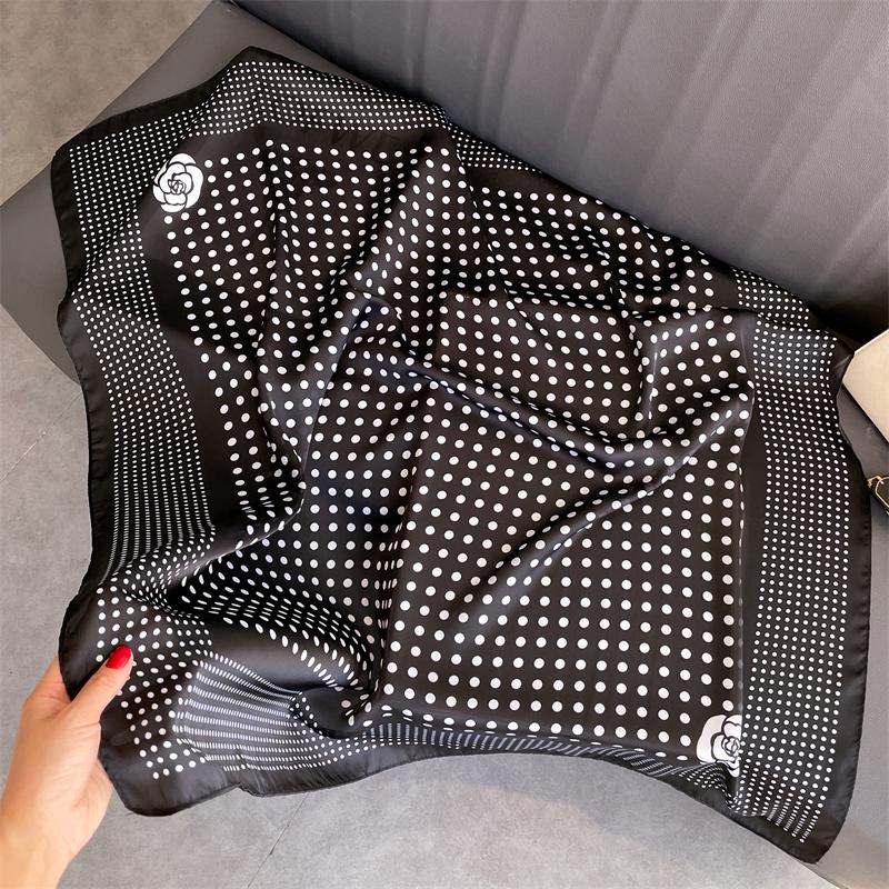 Print Satin Silk Square Scarf Hijab Women Bandana 90CM Headscarves Neckerchief Ladies Muffler Shawl Wrap Foulard Headband