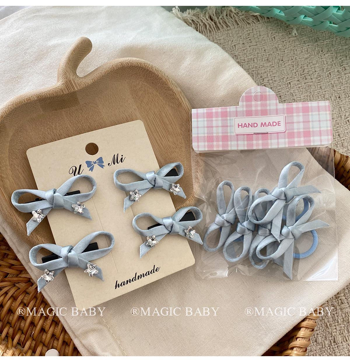 Pink Star Rhinestone Bow Hair Clip & Hair Tie Set for Girls