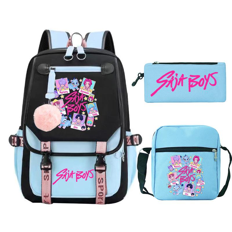 Animation Cartoon Peripheral Printing Trend Lightweight Shoulder Backpack, Primary And Secondary School Student Leisure Schoolbag Three-Piece Set